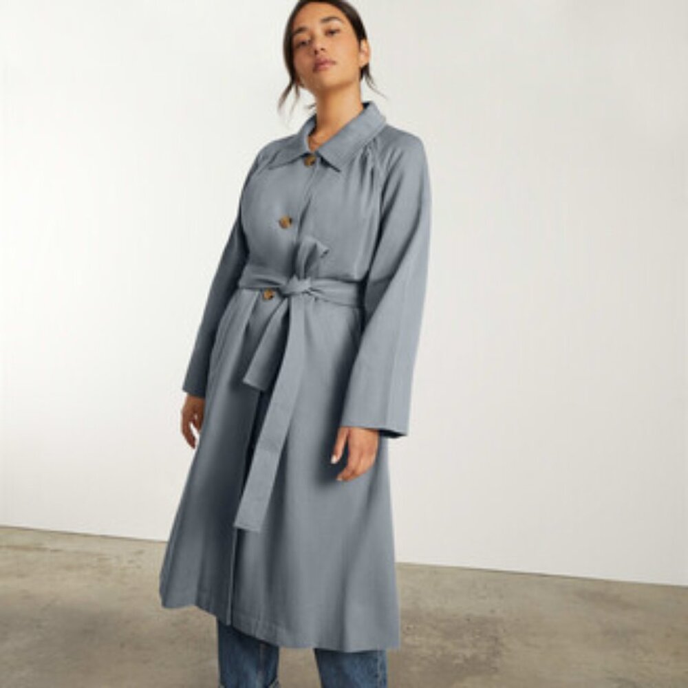 Everlane Gathered Drape Trench Coat in Smoke